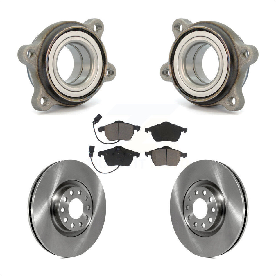 Front Hub Bearing Assembly With Disc Brake Rotors And Ceramic Pads Kit For 2000 Audi A6 Quattro 320mm Diameter Rotor KBB-122364 by Transit Auto