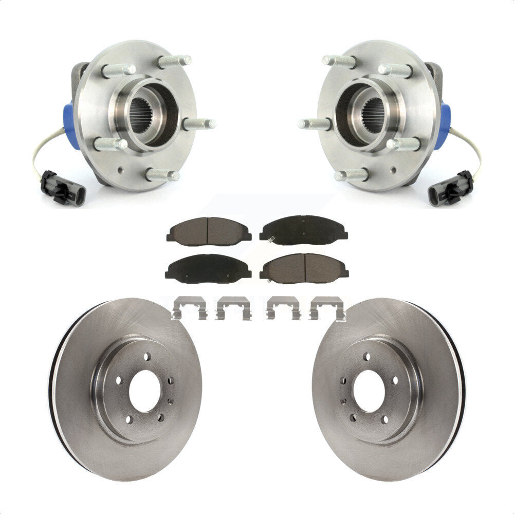 Front Hub Bearing Assembly Brake Rotor Pads Kit For 2009-2010 Cadillac STS AWD With 316mm Diameter Performance Brakes or Base KBB-122473 by Transit Auto
