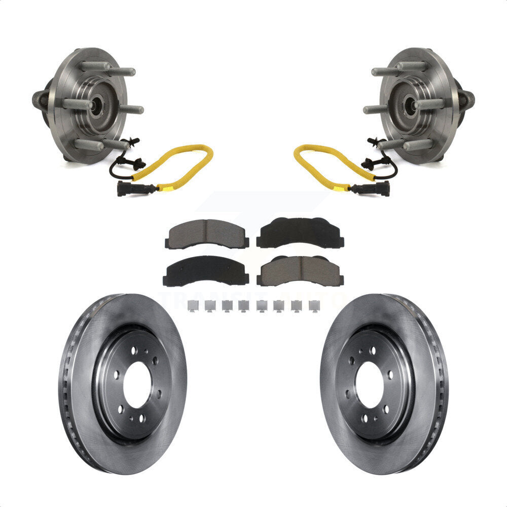 Front Hub Bearing Assembly With Disc Brake Rotors And Ceramic Pads Kit For 2018-2020 Ford F-150 Limited Platinum SSV XL XLT King Ranch Lariat with 4WD KBB-122476 by Transit Auto