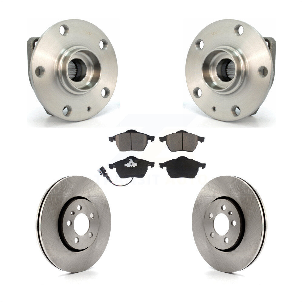Front Hub Bearing Assembly With Disc Brake Rotors And Ceramic Pads Kit For 2006 Volkswagen Golf 1.8L KBB-122488 by Transit Auto