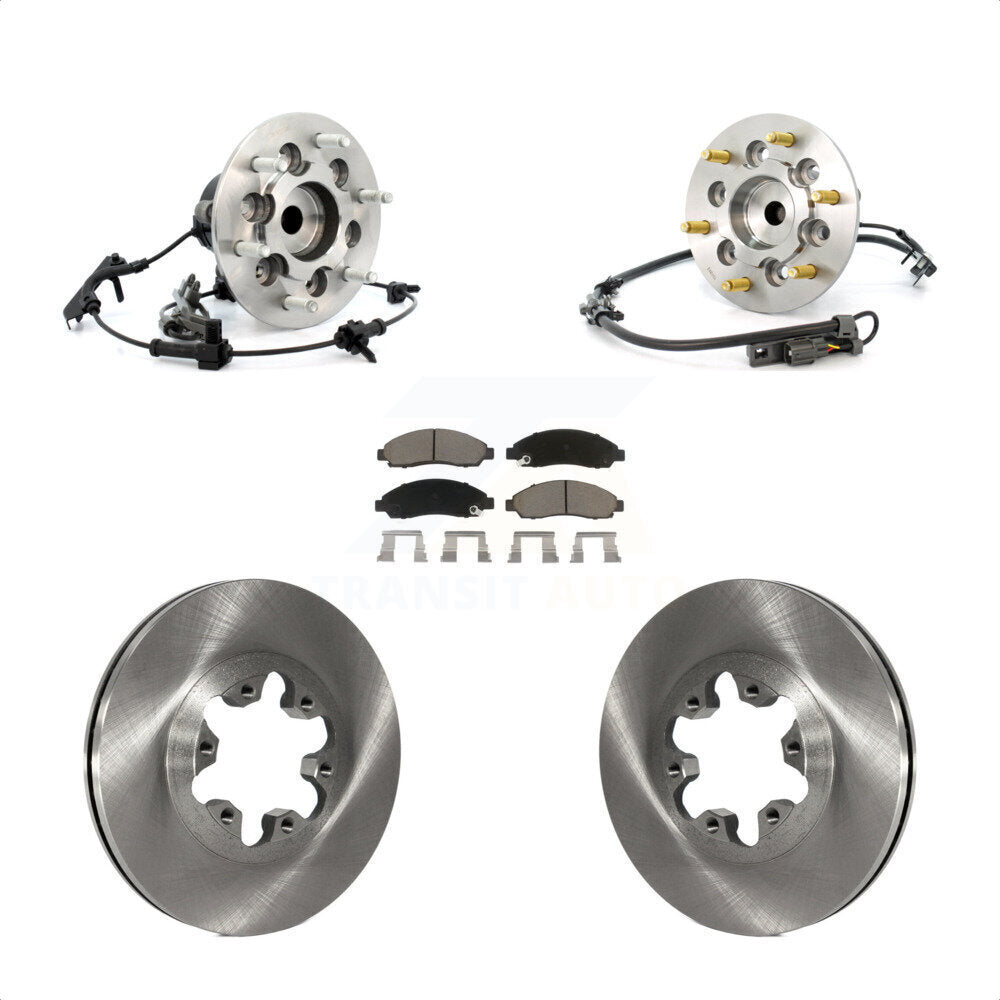 Front Hub Bearing Assembly With Disc Brake Rotors And Ceramic Pads Kit For 2007-2008 Isuzu i-370 RWD Sport Chassis Package (ZQ8) KBB-122513 by Transit Auto