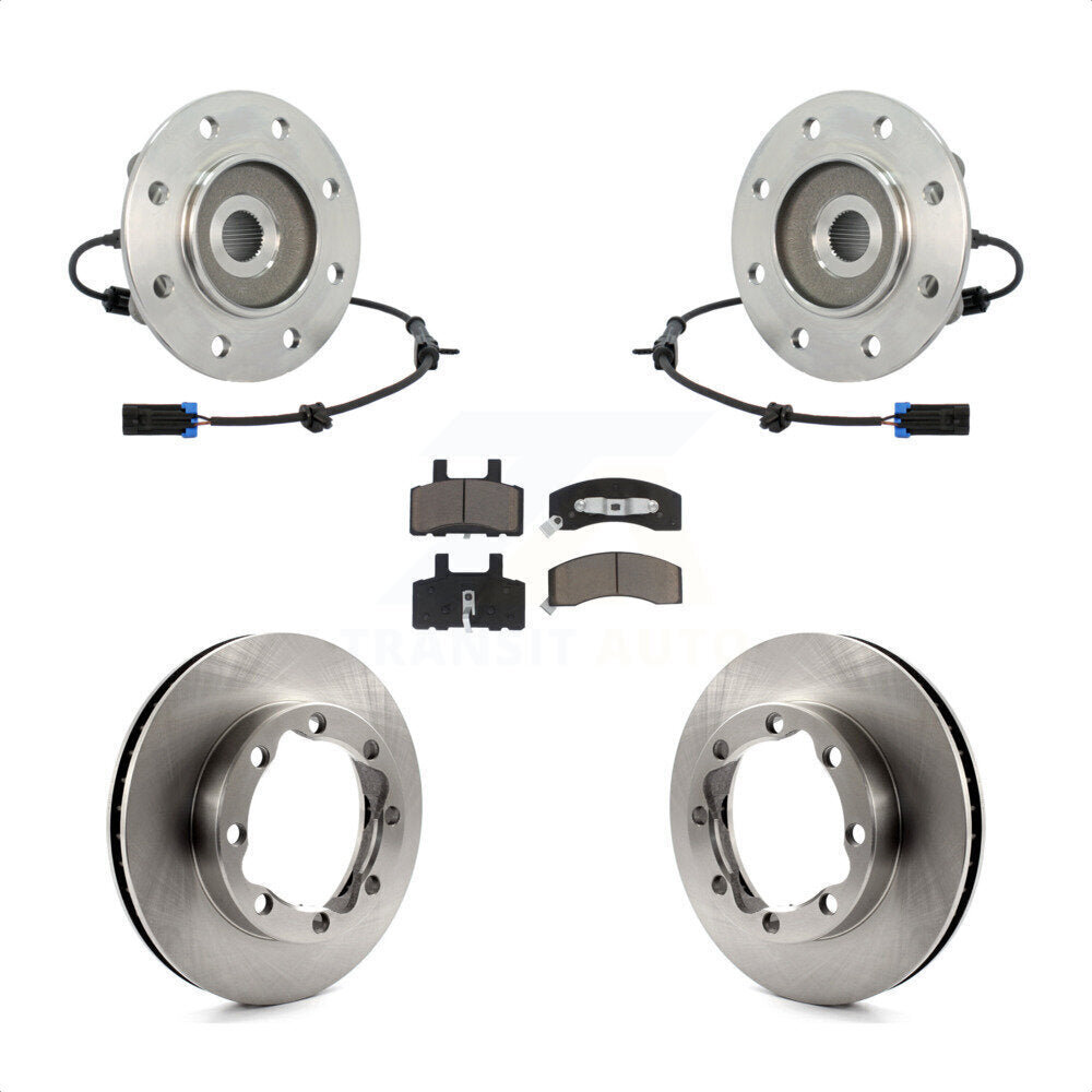 Front Hub Bearing Assembly With Disc Brake Rotors And Ceramic Pads Kit For 1995-1995 Chevrolet K2500 GMC K3500 Suburban KBB-122520 by Transit Auto