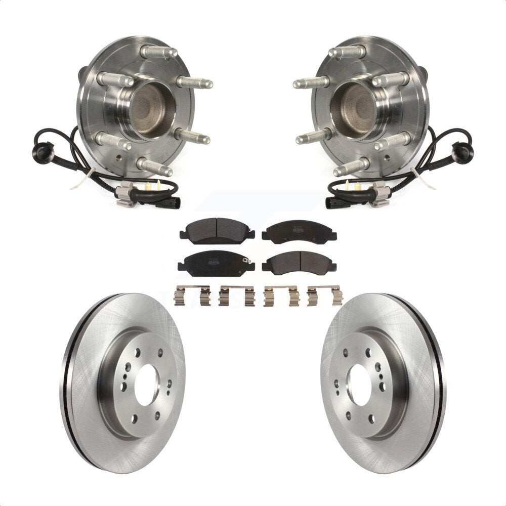 Front Hub Bearing Assembly With Disc Brake Rotors And Semi-Metallic Pads Kit For 2019 Chevrolet Silverado 1500 LD RWD 4 Piston Caliper KBB-122529 by Transit Auto