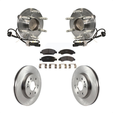 Front Hub Bearing Assembly With Disc Brake Rotors And Semi-Metallic Pads Kit For 2019 Chevrolet Silverado 1500 LD RWD 4 Piston Caliper KBB-122529 by Transit Auto