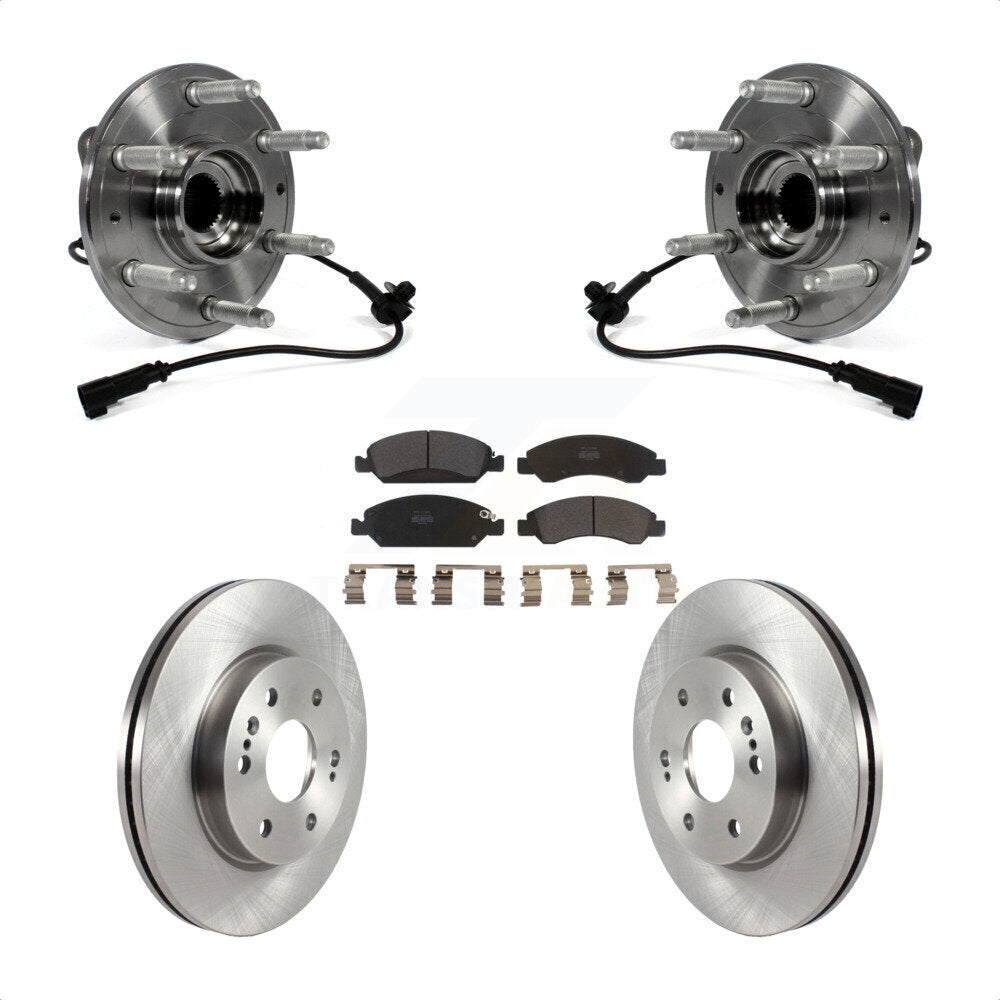 Front Hub Bearing Assembly With Disc Brake Rotors And Semi-Metallic Pads Kit For 2019 Chevrolet Silverado 1500 LD 4WD 4 Piston Caliper KBB-122530 by Transit Auto
