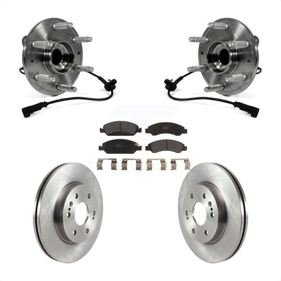 Front Hub Bearing Assembly With Disc Brake Rotors And Semi-Metallic Pads Kit For 2019 Chevrolet Silverado 1500 LD 4WD 4 Piston Caliper KBB-122530 by Transit Auto