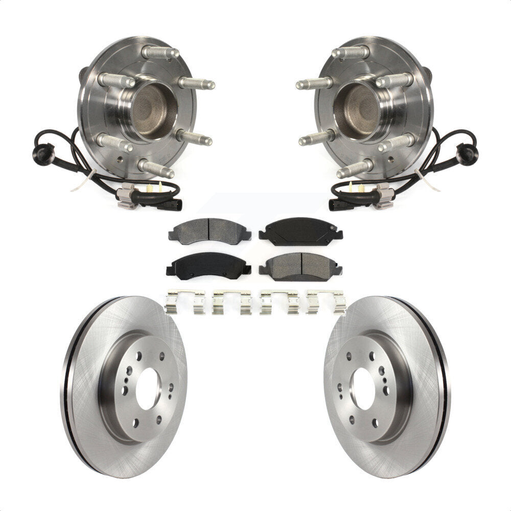 Front Hub Bearing Assembly With Disc Brake Rotors And Semi-Metallic Pads Kit For 2019 Chevrolet Silverado 1500 LD RWD 4 Piston Caliper KBB-122542 by Transit Auto