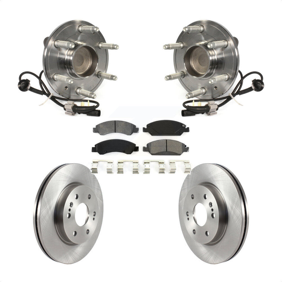 Front Hub Bearing Assembly With Disc Brake Rotors And Semi-Metallic Pads Kit For 2019 Chevrolet Silverado 1500 LD RWD 4 Piston Caliper KBB-122542 by Transit Auto