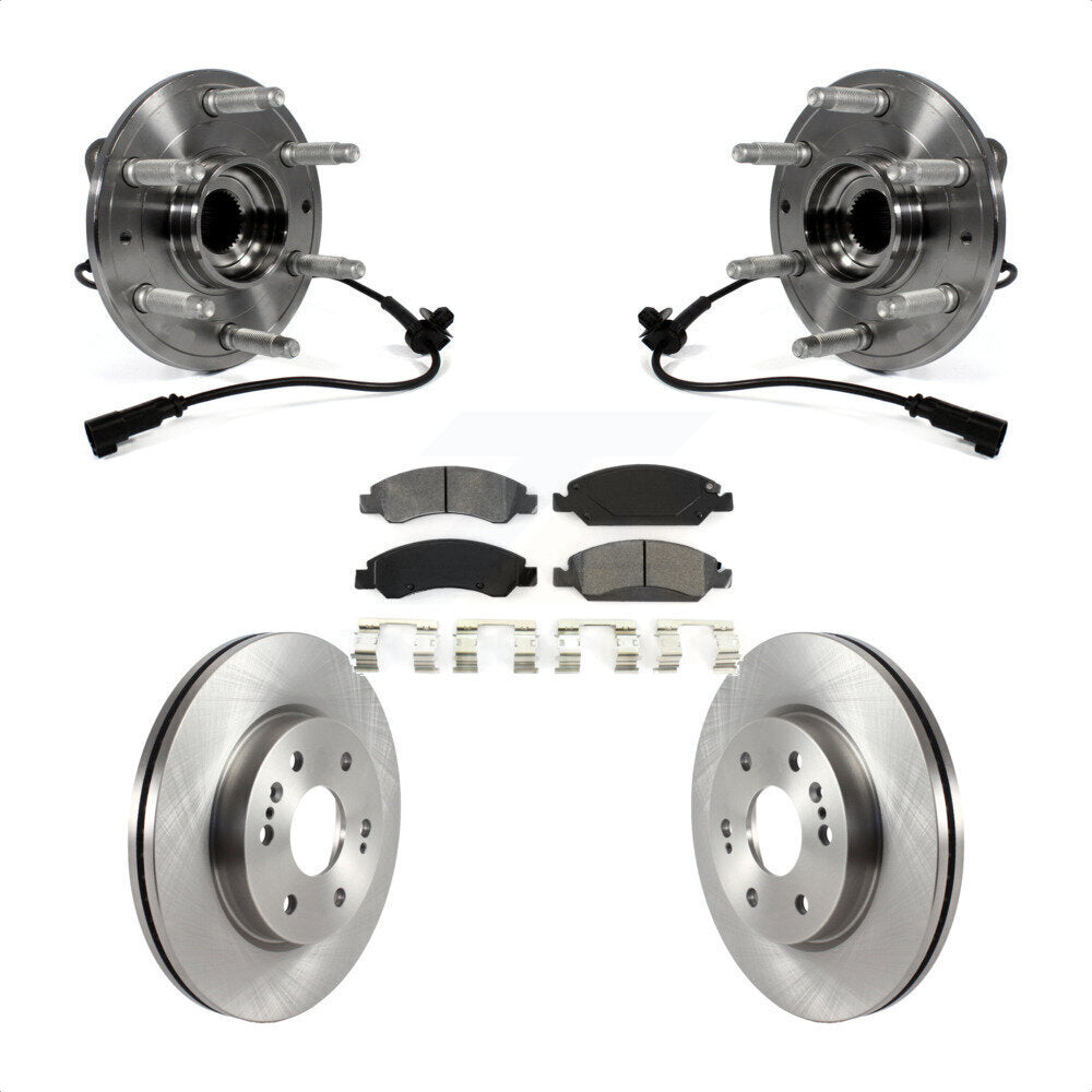 Front Hub Bearing Assembly With Disc Brake Rotors And Semi-Metallic Pads Kit For 2019 Chevrolet Silverado 1500 LD 4WD 4 Piston Caliper KBB-122543 by Transit Auto