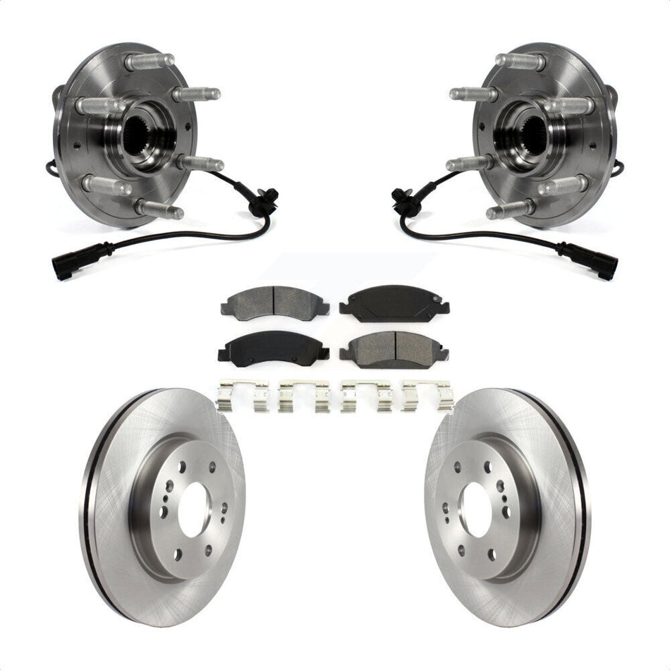 Front Hub Bearing Assembly With Disc Brake Rotors And Semi-Metallic Pads Kit For 2019 Chevrolet Silverado 1500 LD 4WD 4 Piston Caliper KBB-122543 by Transit Auto