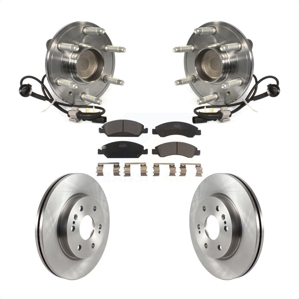 Front Hub Bearing Assembly With Disc Brake Rotors And Ceramic Pads Kit For 2019 Chevrolet Silverado 1500 LD RWD 4 Piston Caliper KBB-122552 by Transit Auto