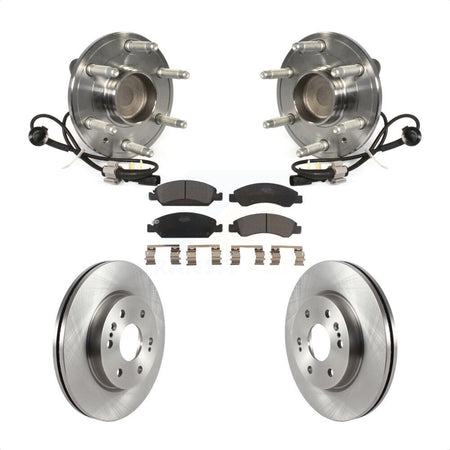Front Hub Bearing Assembly With Disc Brake Rotors And Ceramic Pads Kit For 2019 Chevrolet Silverado 1500 LD RWD 4 Piston Caliper KBB-122552 by Transit Auto