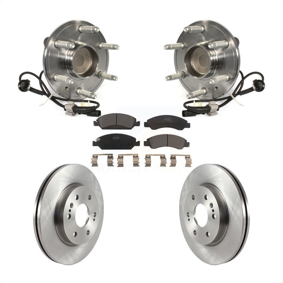 Front Hub Bearing Assembly With Disc Brake Rotors And Ceramic Pads Kit For 2019 Chevrolet Silverado 1500 LD RWD 4 Piston Caliper KBB-122552 by Transit Auto