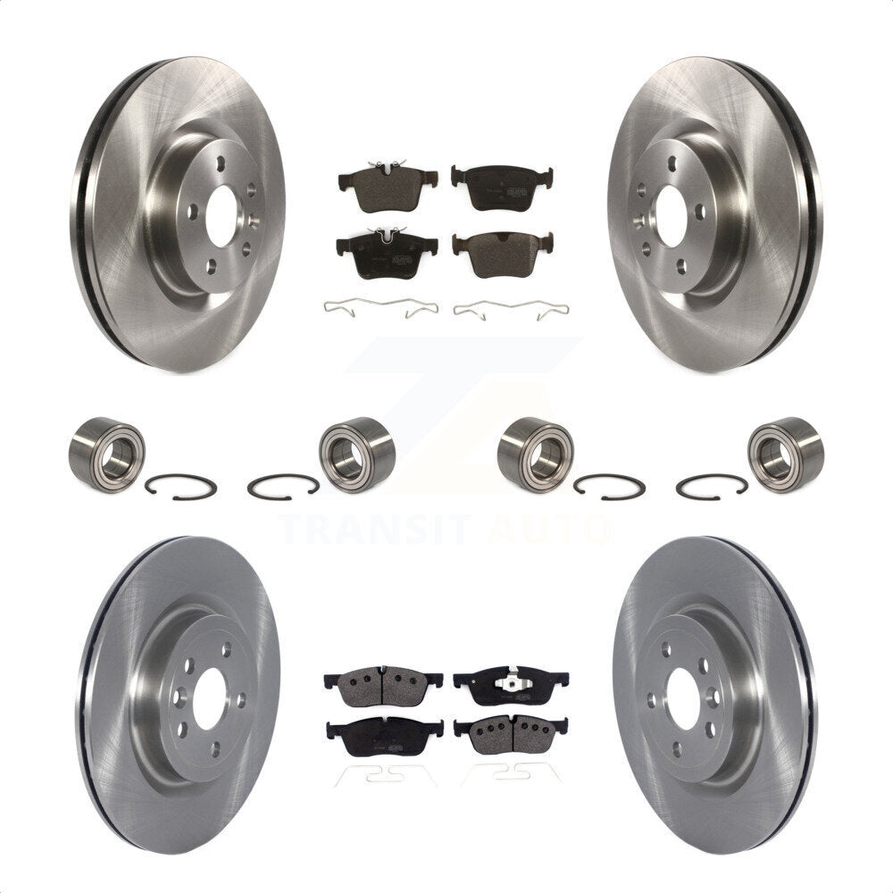 Front Rear Wheel Bearings Disc Brake Rotors And Semi-Metallic Pads Kit (10Pc) For 2018 Land Rover Discovery Sport With Vented 325mm Diameter Rotor KBB-122593 by Transit Auto