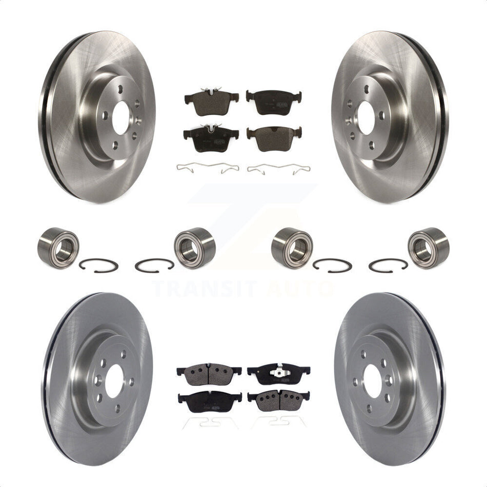 Front Rear Wheel Bearings Disc Brake Rotors And Semi-Metallic Pads Kit (10Pc) For 2018 Land Rover Discovery Sport With Vented 325mm Diameter Rotor KBB-122593 by Transit Auto