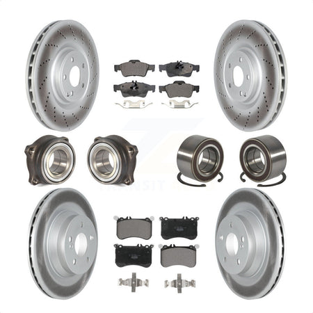 Front Rear Wheel Hub Bearings Assembly Coated Disc Brake Rotors And Ceramic Pads Kit (10Pc) For 2012-2016 Mercedes-Benz CLS550 KBB-122624 by Transit Auto