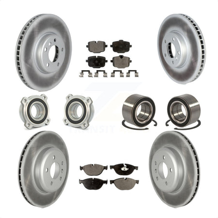 Front Rear Wheel Hub Bearings Assembly Coated Disc Brake Rotors And Ceramic Pads Kit (10Pc) For 2011-2012 BMW 550i xDrive KBB-122625 by Transit Auto