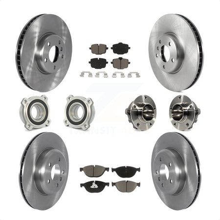 Front Rear Hub Bearings Assembly Disc Brake Rotors And Ceramic Pads Kit (10Pc) For 2011-2012 BMW 550i KBB-122652 by Transit Auto