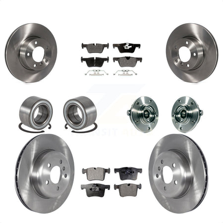 Front Rear Wheel Hub Bearings Assembly Disc Brake Rotors And Semi-Metallic Pads Shoes Kit (10Pc) For 2016 BMW 328i GT xDrive With Blue Painted Calipers KBB-122669 by Transit Auto