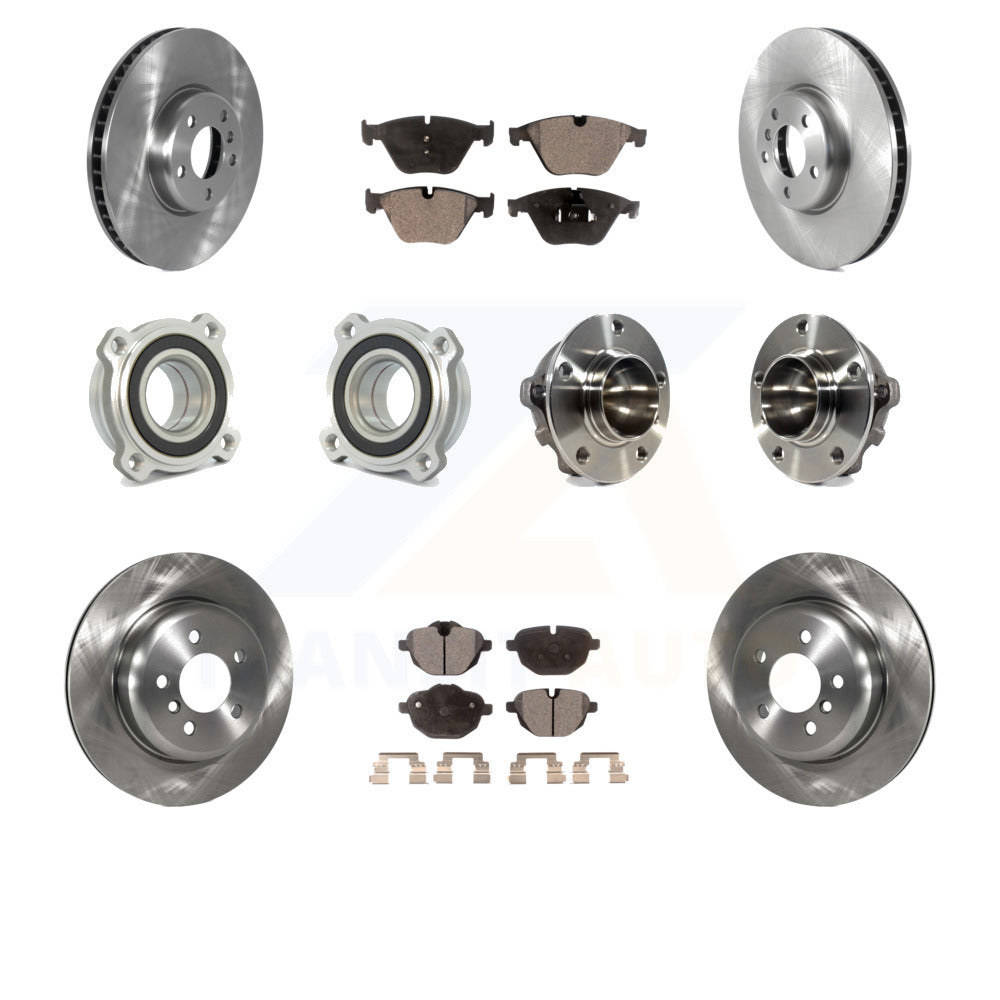 Front Rear Hub Bearings Assembly Disc Brake Rotors And Ceramic Pads Kit (10Pc) For 2011-2013 BMW 535i With 330mm Diameter Rotor KBB-122693 by Transit Auto