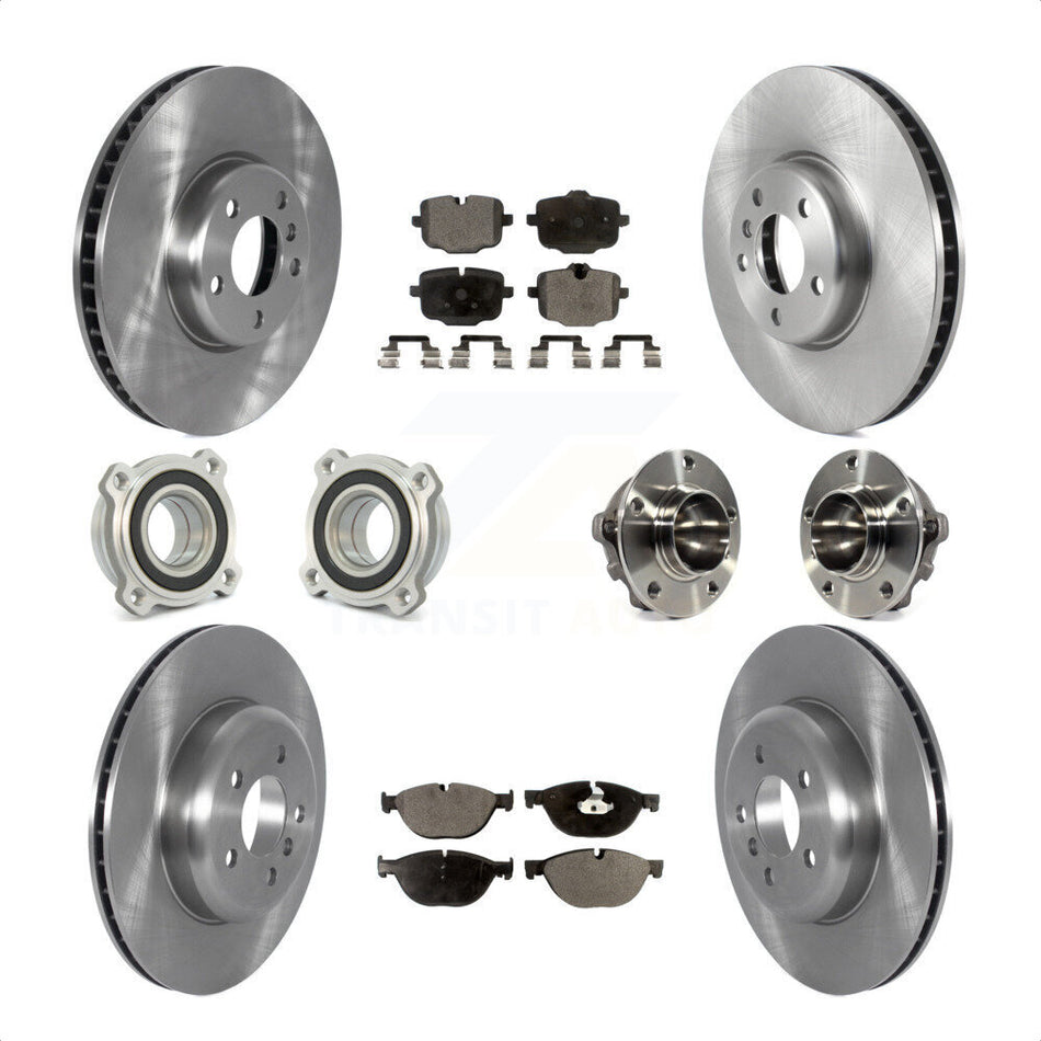 Front Rear Hub Bearings Assembly Disc Brake Rotors And Ceramic Pads Kit (10Pc) For 2011-2012 BMW 550i KBB-122695 by Transit Auto