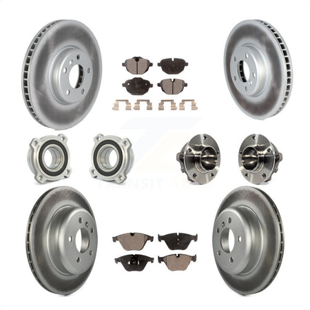 Front Rear Hub Bearings Assembly Coated Disc Brake Rotors And Ceramic Pads Kit (10Pc) For 2011-2013 BMW 535i With 330mm Diameter Rotor KBB-122819 by Transit Auto