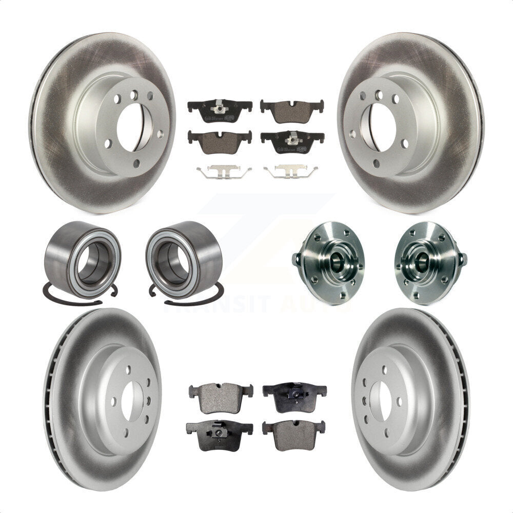 Front Rear Wheel Hub Bearings Assembly Coated Disc Brake Rotors And Ceramic Pads Shoes Kit (10Pc) For 2016 BMW 328i GT xDrive With Blue Painted Calipers KBB-122846 by Transit Auto