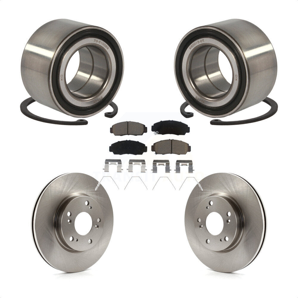 Front Wheel Bearing With Disc Brake Rotors And Ceramic Pads Kit For Honda Civic KBB-122949 by Transit Auto