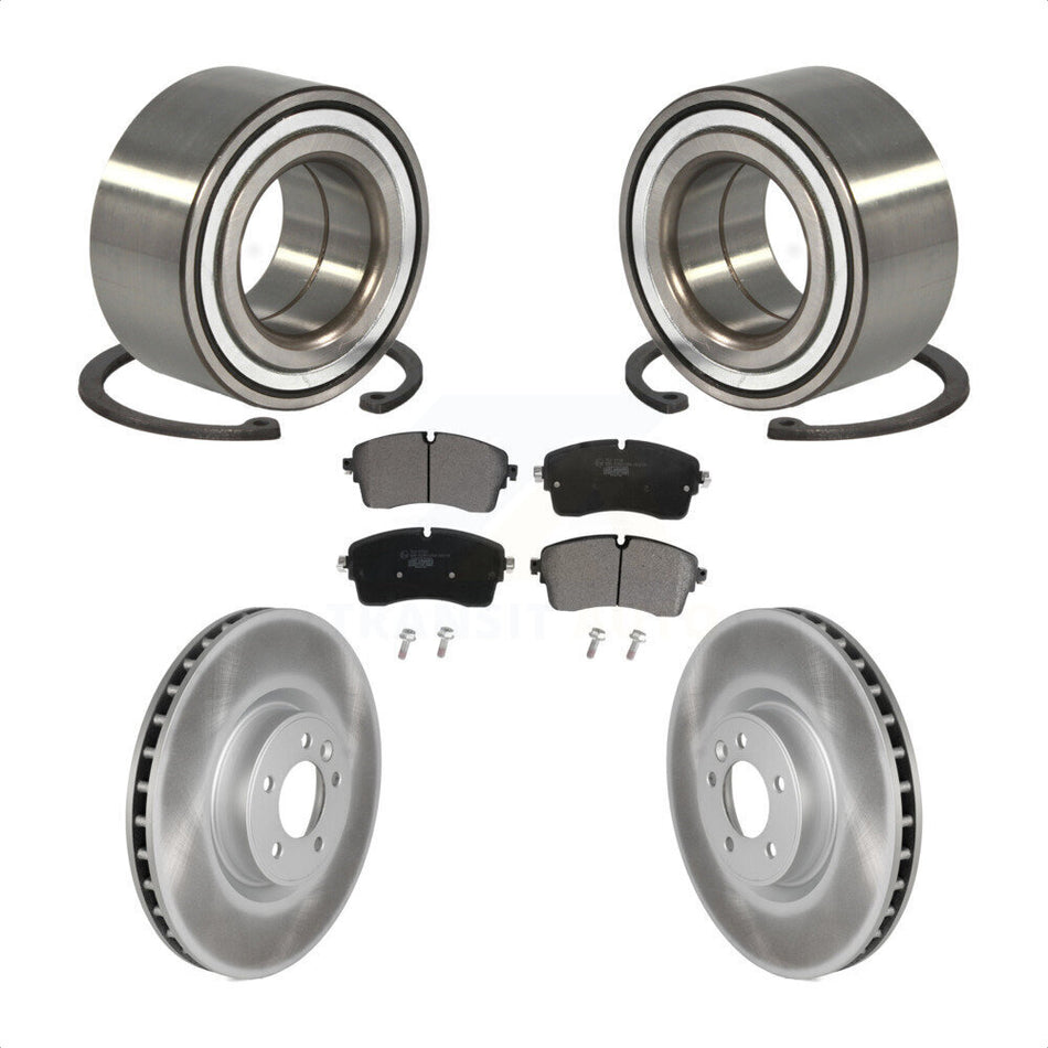 Front Wheel Bearing With Coated Disc Brake Rotors And Ceramic Pads Kit For 2018-2019 Land Rover Range HSE with DIESEL engine Dual Piston Caliper KBB-123023 by Transit Auto