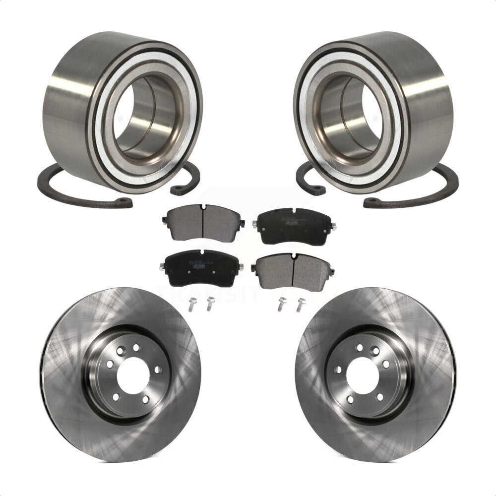 Front Wheel Bearing With Disc Brake Rotors And Ceramic Pads Kit For 2018-2019 Land Rover Range HSE with DIESEL engine Dual Piston Caliper KBB-123034 by Transit Auto