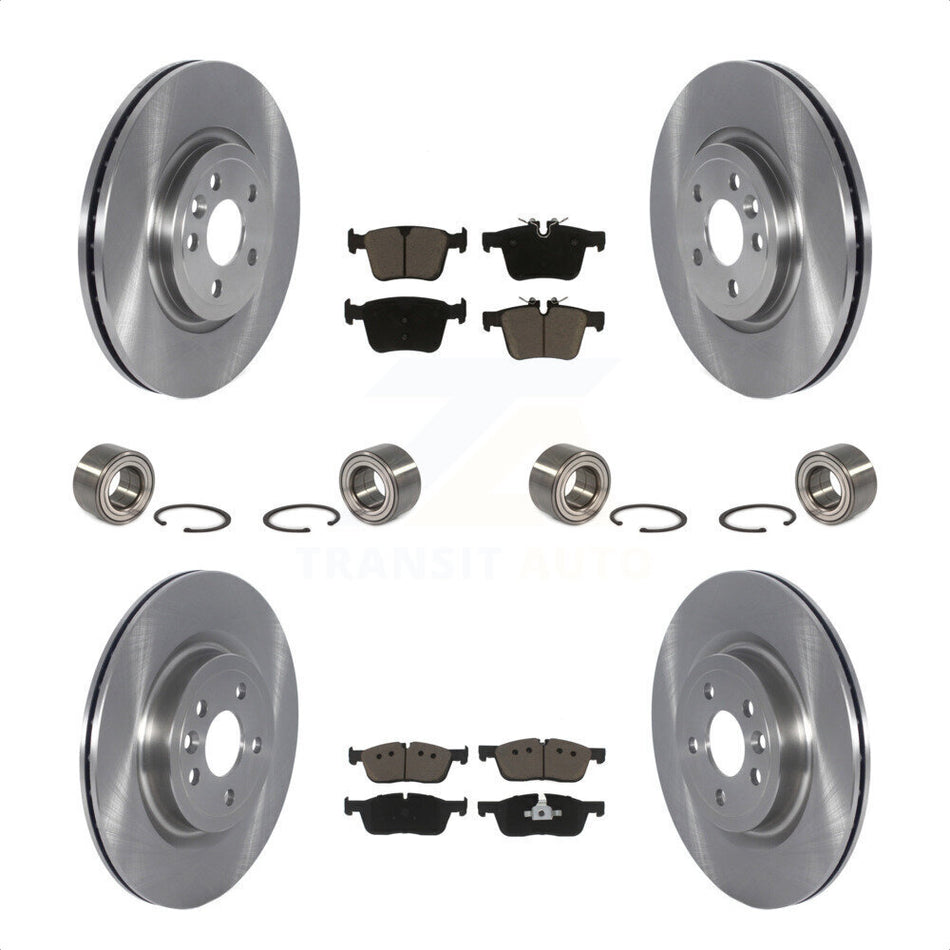 Front Rear Wheel Bearings Disc Brake Rotors And Ceramic Pads Kit (10Pc) For 2018 Land Rover Range Velar 2.0L With 325mm Diameter Rotor Vented KBB-123146 by Transit Auto