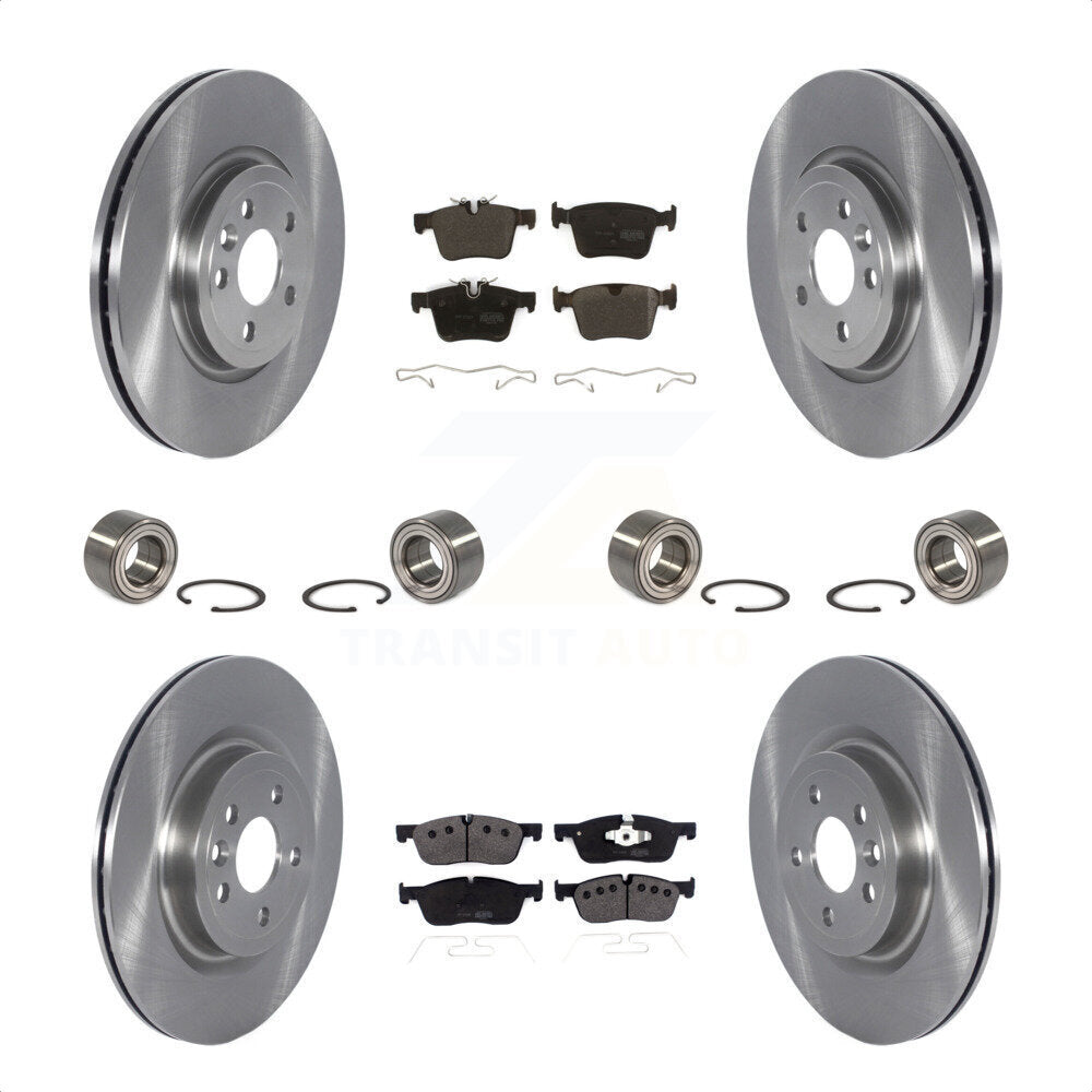 Front Rear Wheel Bearings Disc Brake Rotors And Semi-Metallic Pads Kit (10Pc) For 2018 Land Rover Range Velar 2.0L With Vented 325mm Diameter Rotor KBB-123148 by Transit Auto