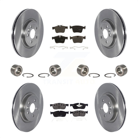 Front Rear Wheel Bearings Disc Brake Rotors And Semi-Metallic Pads Kit (10Pc) For 2018 Land Rover Range Velar 2.0L With Vented 325mm Diameter Rotor KBB-123148 by Transit Auto