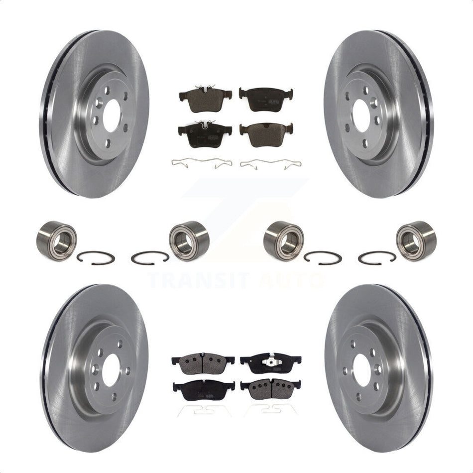 Front Rear Wheel Bearings Disc Brake Rotors And Semi-Metallic Pads Kit (10Pc) For 2018 Land Rover Range Velar 2.0L With Vented 325mm Diameter Rotor KBB-123148 by Transit Auto