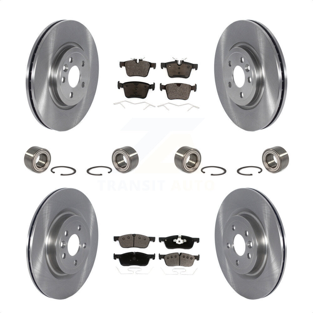 Front Rear Wheel Bearings Disc Brake Rotors And Ceramic Pads Kit (10Pc) For 2018 Land Rover Range Velar 2.0L With Vented 325mm Diameter Rotor KBB-123150 by Transit Auto