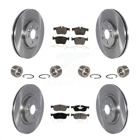 Front Rear Wheel Bearings Disc Brake Rotors And Ceramic Pads Kit (10Pc) For 2018 Land Rover Range Velar 2.0L With Vented 325mm Diameter Rotor KBB-123150 by Transit Auto