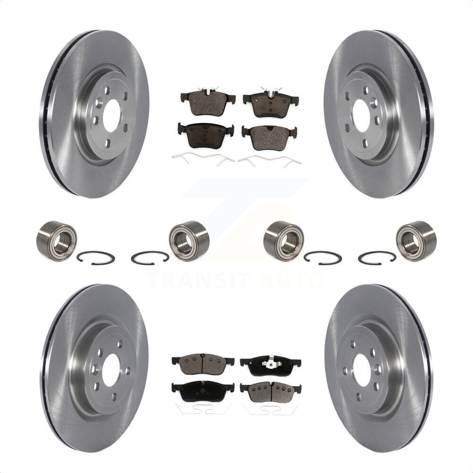 Front Rear Wheel Bearings Disc Brake Rotors And Ceramic Pads Kit (10Pc) For 2018 Land Rover Range Velar 2.0L With Vented 325mm Diameter Rotor KBB-123150 by Transit Auto