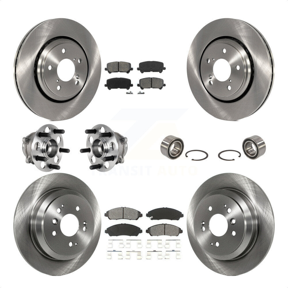 Front Rear Wheel Hub Bearings Assembly Disc Brake Rotors And Semi-Metallic Pads Kit (10Pc) For Honda Pilot KBB-123158 by Transit Auto