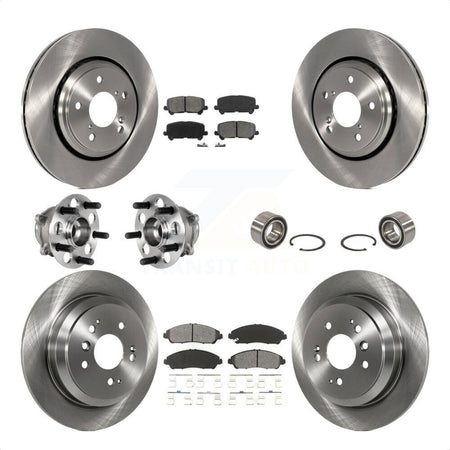 Front Rear Wheel Hub Bearings Assembly Disc Brake Rotors And Semi-Metallic Pads Kit (10Pc) For Honda Pilot KBB-123158 by Transit Auto