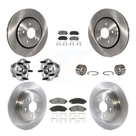 Front Rear Wheel Hub Bearings Assembly Disc Brake Rotors And Semi-Metallic Pads Kit (10Pc) For 2017-2018 Acura MDX AWD KBB-123159 by Transit Auto