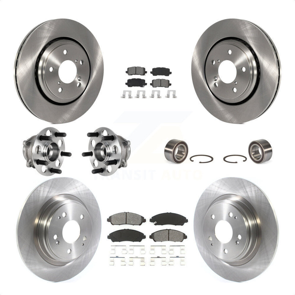 Front Rear Wheel Hub Bearings Assembly Disc Brake Rotors And Semi-Metallic Pads Kit (10Pc) For 2017-2018 Acura MDX AWD KBB-123159 by Transit Auto