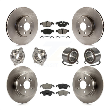 Front Rear Wheel Hub Bearings Assembly Disc Brake Rotors And Semi-Metallic Pads Kit (10Pc) For 2011-2012 Mercedes-Benz C300 With 322mm Diameter Rotor KBB-123166 by Transit Auto
