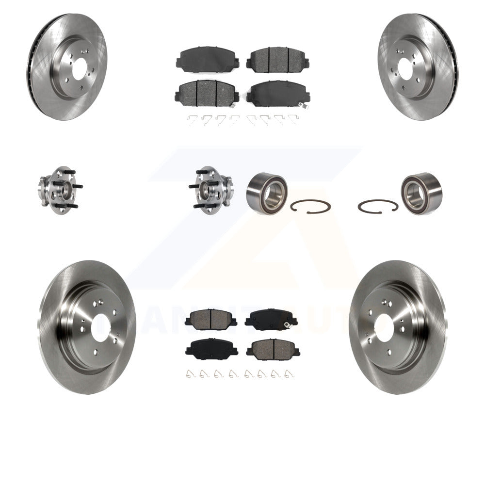 Front Rear Wheel Hub Bearings Assembly Disc Brake Rotors And Semi-Metallic Pads Kit (10Pc) For Honda CR-V KBB-123168 by Transit Auto