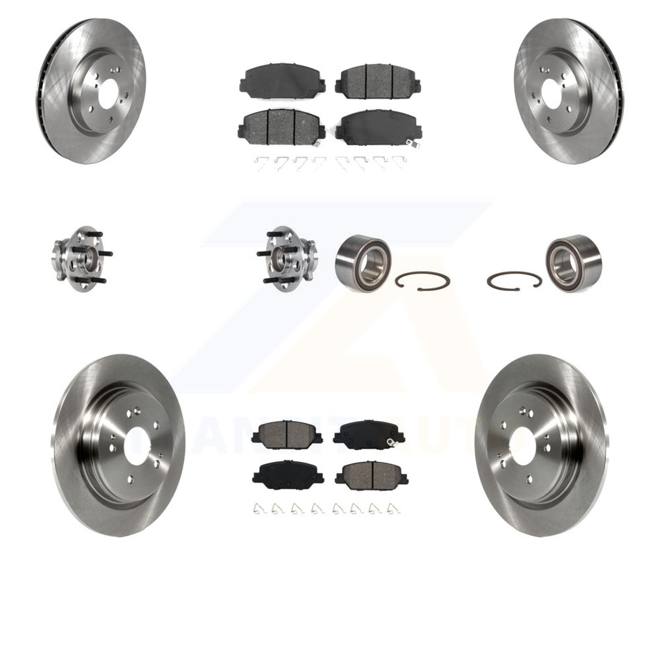 Front Rear Wheel Hub Bearings Assembly Disc Brake Rotors And Semi-Metallic Pads Kit (10Pc) For Honda CR-V KBB-123168 by Transit Auto