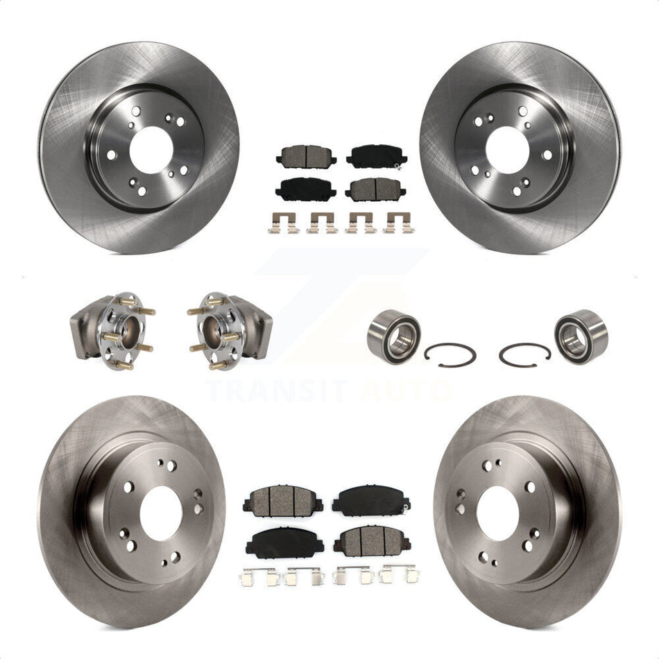 Front Rear Wheel Hub Bearings Assembly Disc Brake Rotors And Semi-Metallic Pads Kit (10Pc) For 2016-2022 Honda HR-V AWD KBB-123169
