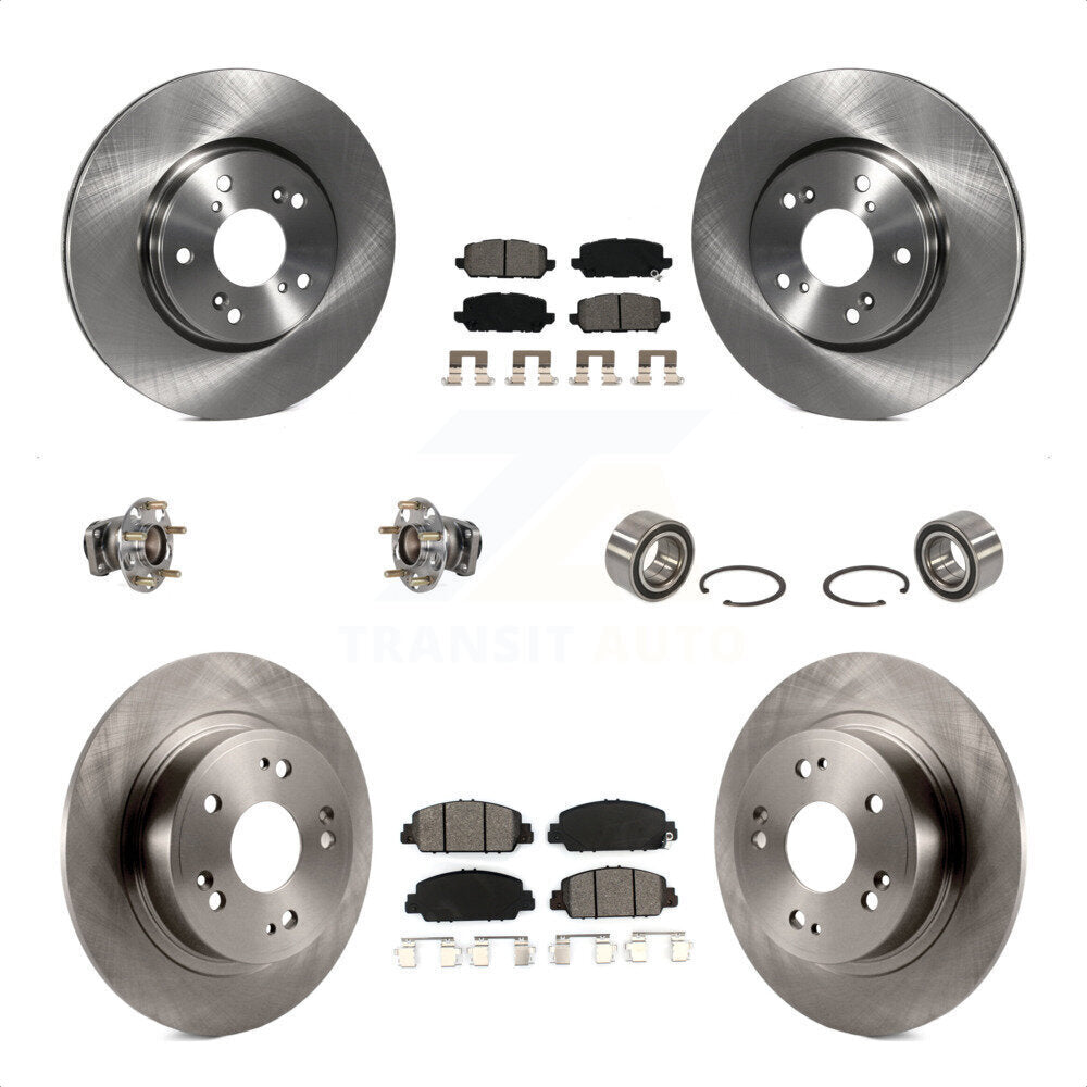 Front Rear Wheel Hub Bearings Assembly Disc Brake Rotors And Semi-Metallic Pads Kit (10Pc) For 2016-2022 Honda HR-V FWD KBB-123170 by Transit Auto