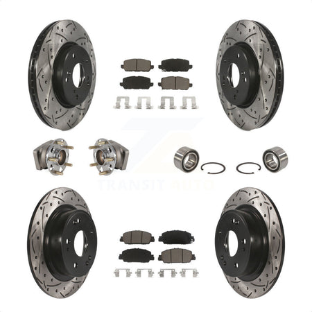Front Rear Wheel Hub Bearings Assembly Coated Disc Brake Rotors And Ceramic Pads Kit (10Pc) For 2016-2022 Honda HR-V AWD KBB-123180 by Transit Auto