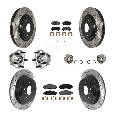Front Rear Wheel Hub Bearings Assembly Coated Disc Brake Rotors And Semi-Metallic Pads Kit (10Pc) For Honda Pilot KBB-123191 by Transit Auto