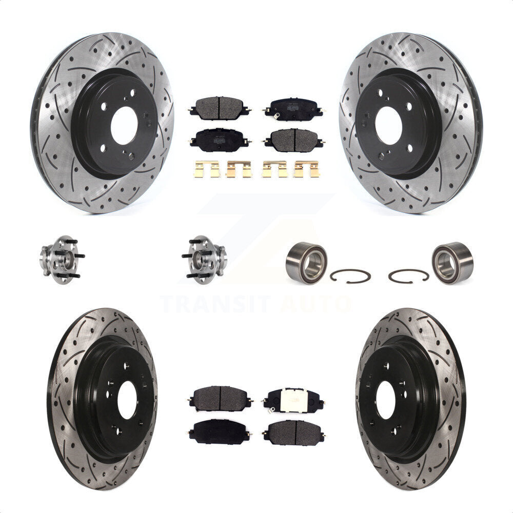 Front Rear Wheel Hub Bearings Assembly Coated Disc Brake Rotors And Semi-Metallic Pads Kit (10Pc) For Honda CR-V KBB-123199 by Transit Auto