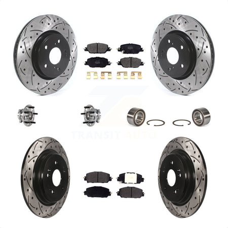 Front Rear Wheel Hub Bearings Assembly Coated Disc Brake Rotors And Semi-Metallic Pads Kit (10Pc) For Honda CR-V KBB-123199 by Transit Auto